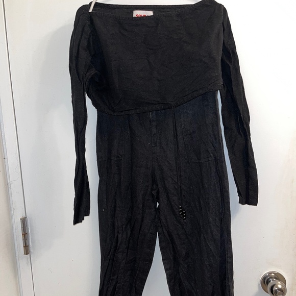 SOLID & STRIPED Black Wide Leg Pants - Picture 2 of 4